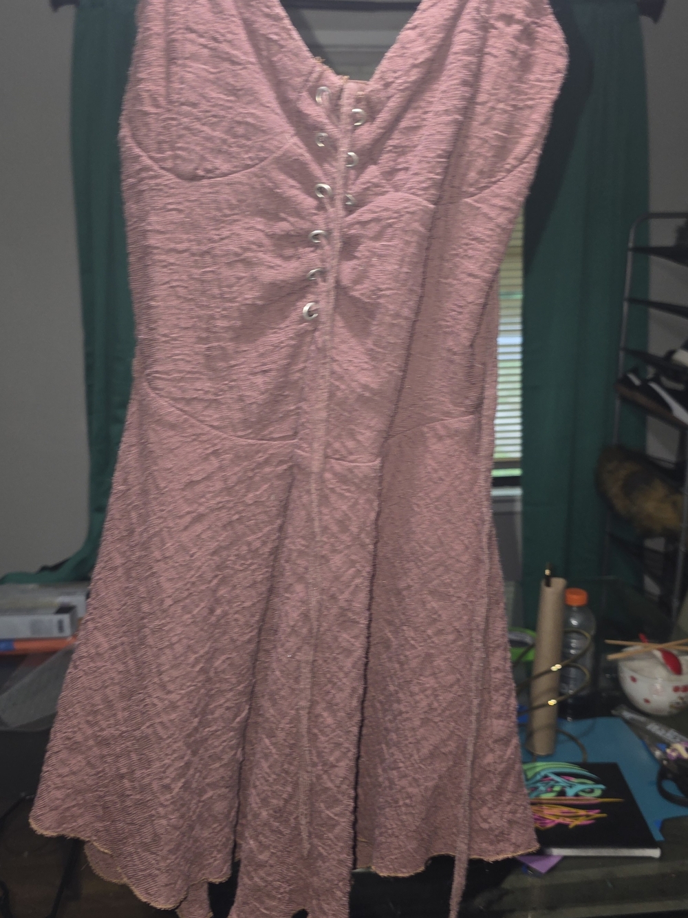 Blush Pink Lace-Up Fit & Flare Dress Fairy Vibes - Women